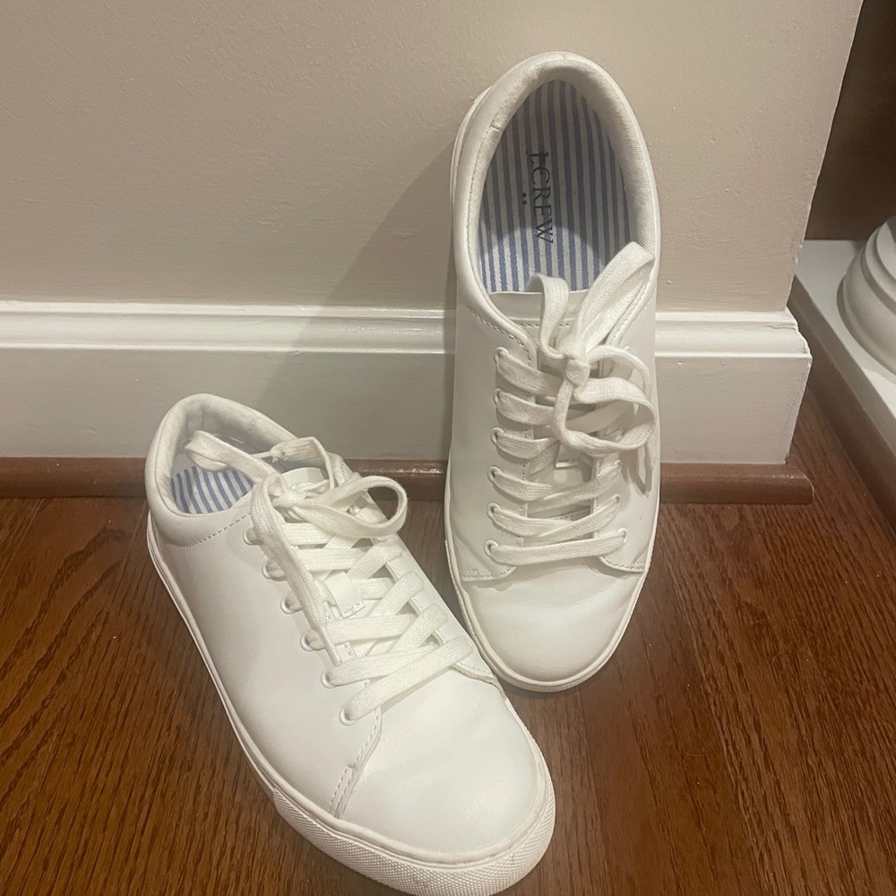 J Crew White Leather Sneakers